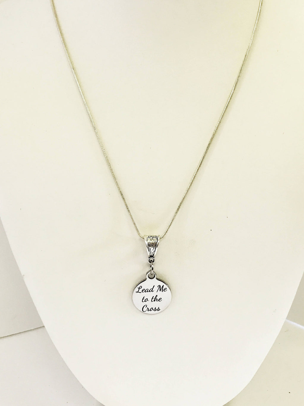 Lead Me To The Cross Silver Pendant Necklace, Christian Jewelry Gift, Baptism Gift, Confirmation Gift for Her, Religious Necklace Gift