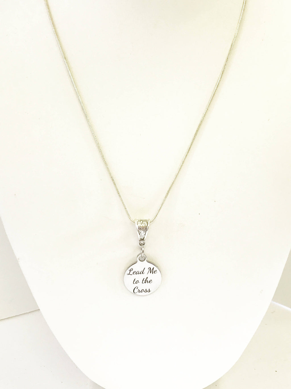 Lead Me To The Cross Silver Pendant Necklace, Christian Jewelry Gift, Baptism Gift, Confirmation Gift for Her, Religious Necklace Gift
