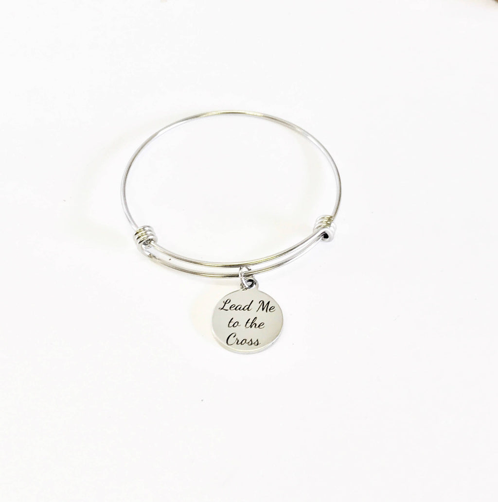 Lead Me to the Cross Stackable Bangle Charm Bracelet