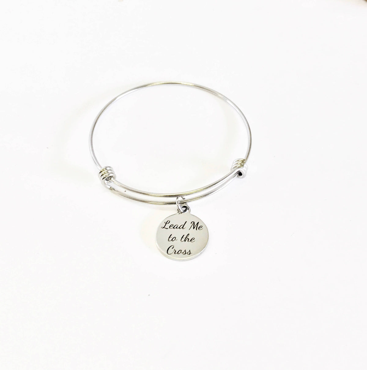 Lead Me to the Cross Stackable Bangle Charm Bracelet