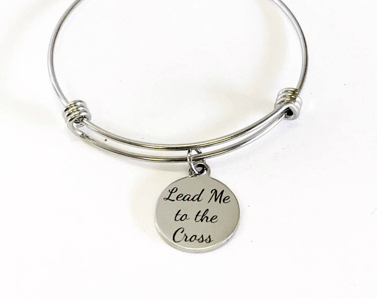 Lead Me to the Cross Stackable Bangle Charm Bracelet
