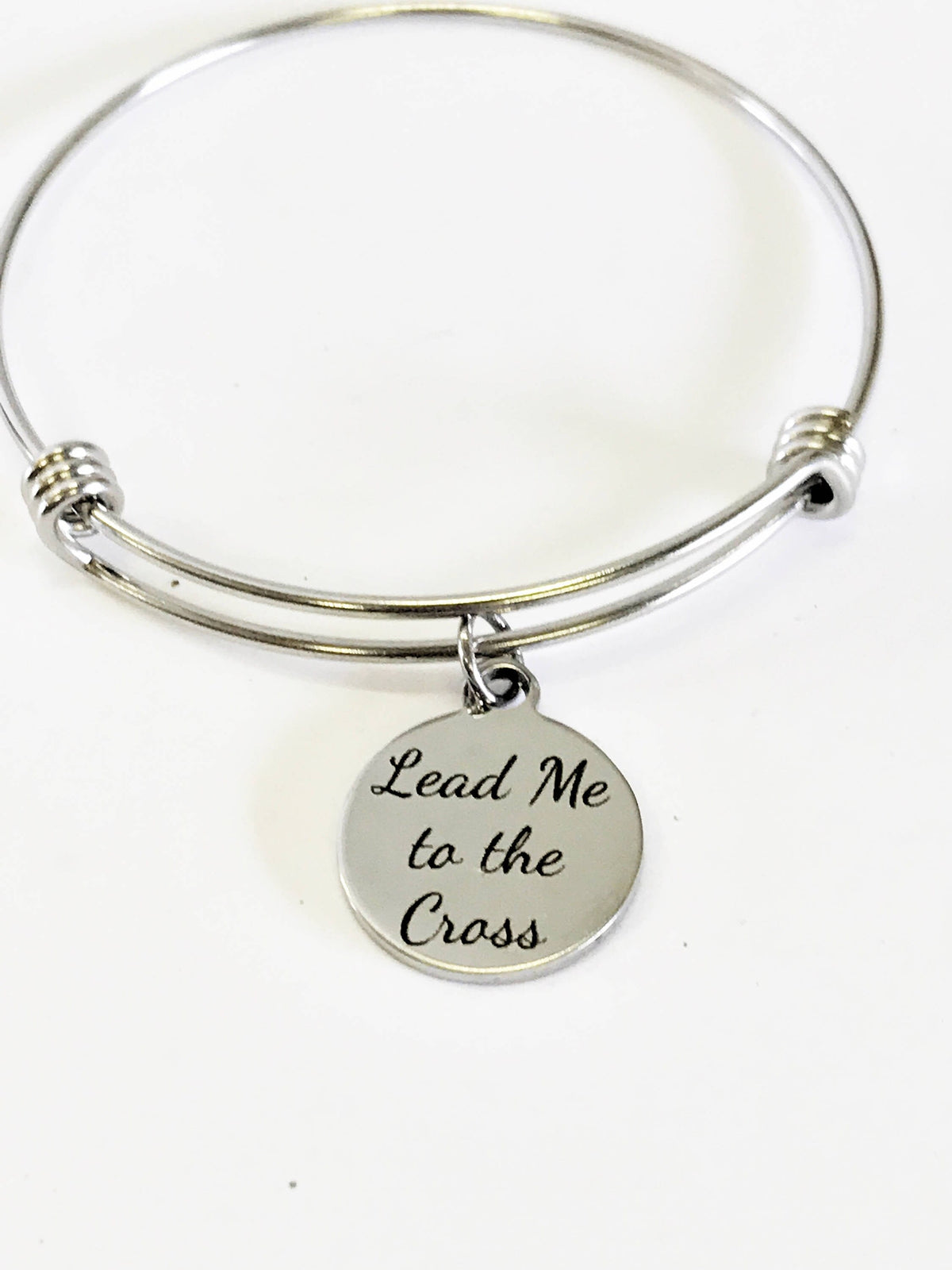 Lead Me to the Cross Stackable Bangle Charm Bracelet