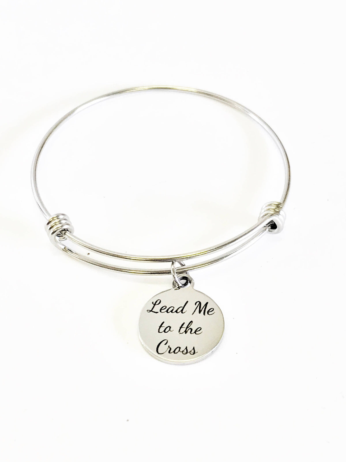 Lead Me to the Cross Stackable Bangle Charm Bracelet