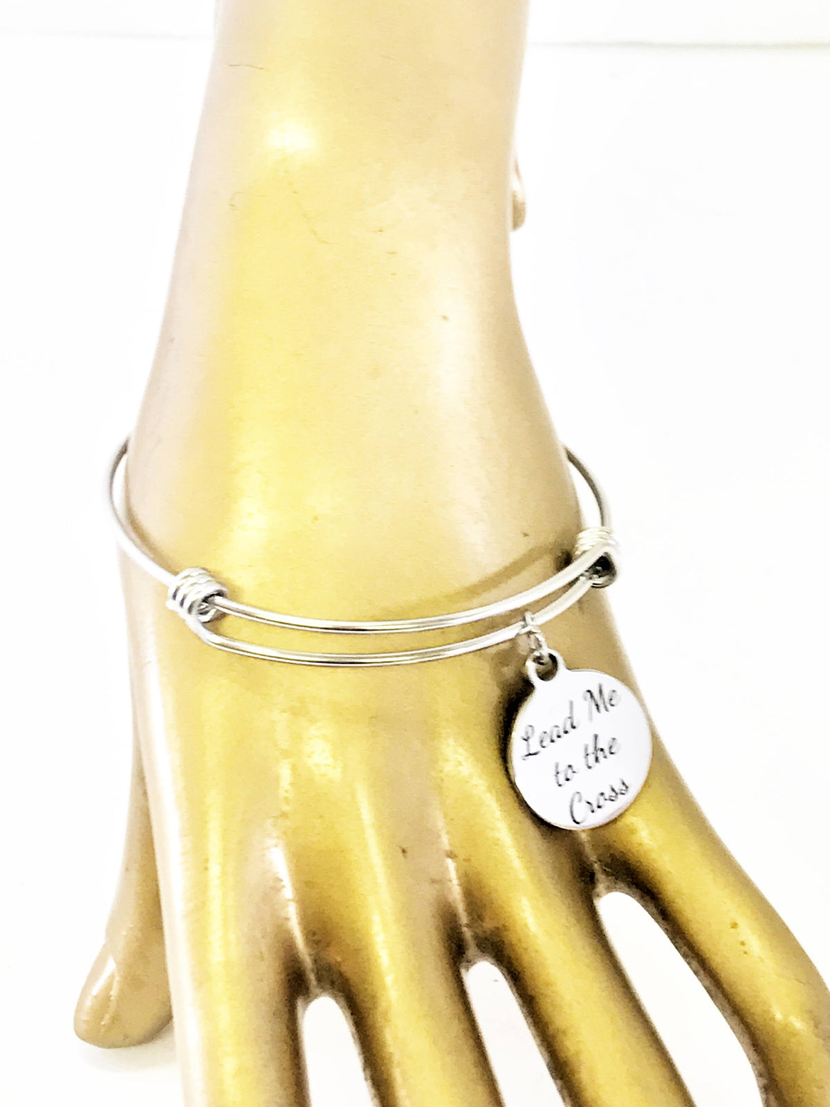Lead Me to the Cross Stackable Bangle Charm Bracelet