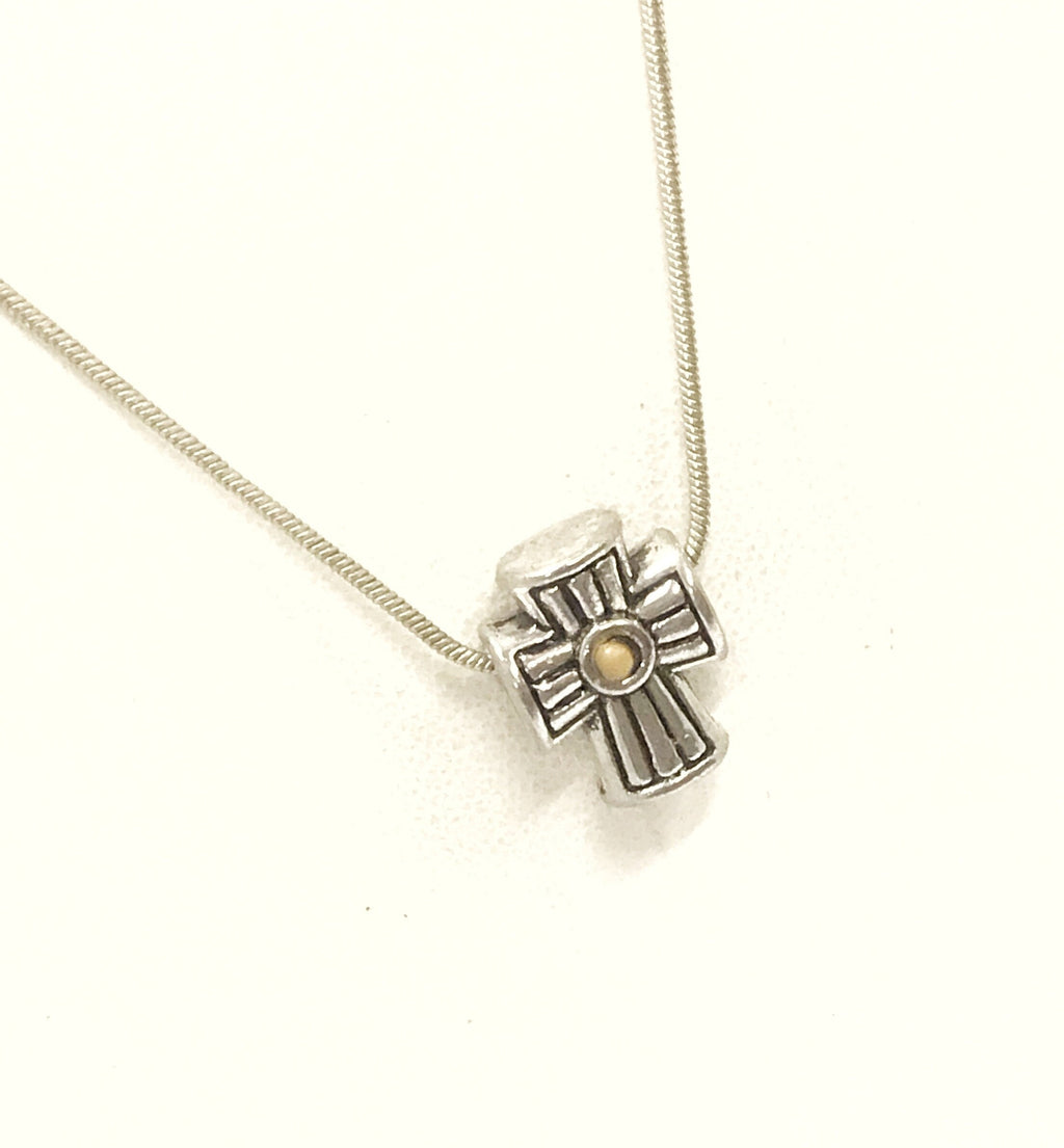 Mustard Seed Necklace, European Bead Cross Necklace, Mustard Seed Faith, Matthew 17 20 Scripture Gift, Faith Jewelry, Christian Jewelry