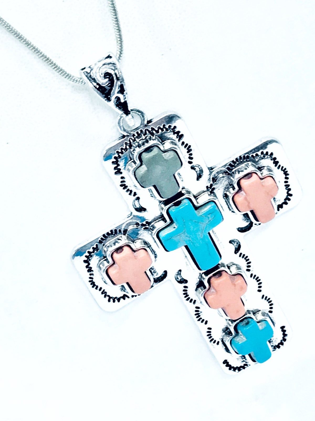 Large Cross Pendant Necklace, Southwestern Style Cross, Christian Cowgirl Style, Statement Necklace, Christian Jewelry Gift, Wife Jewelry