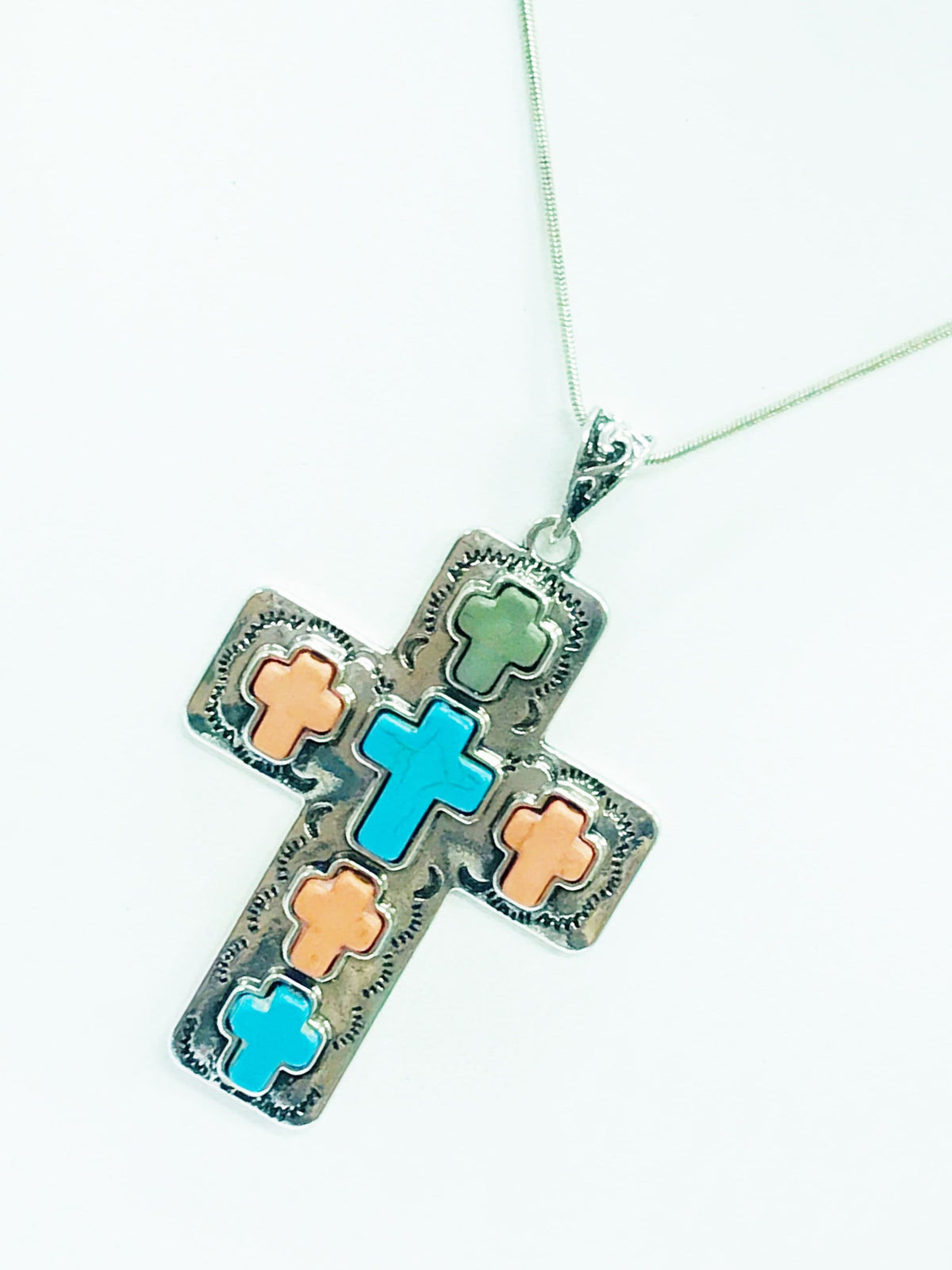 Large Cross Pendant Necklace, Southwestern Style Cross, Christian Cowgirl Style, Statement Necklace, Christian Jewelry Gift, Wife Jewelry