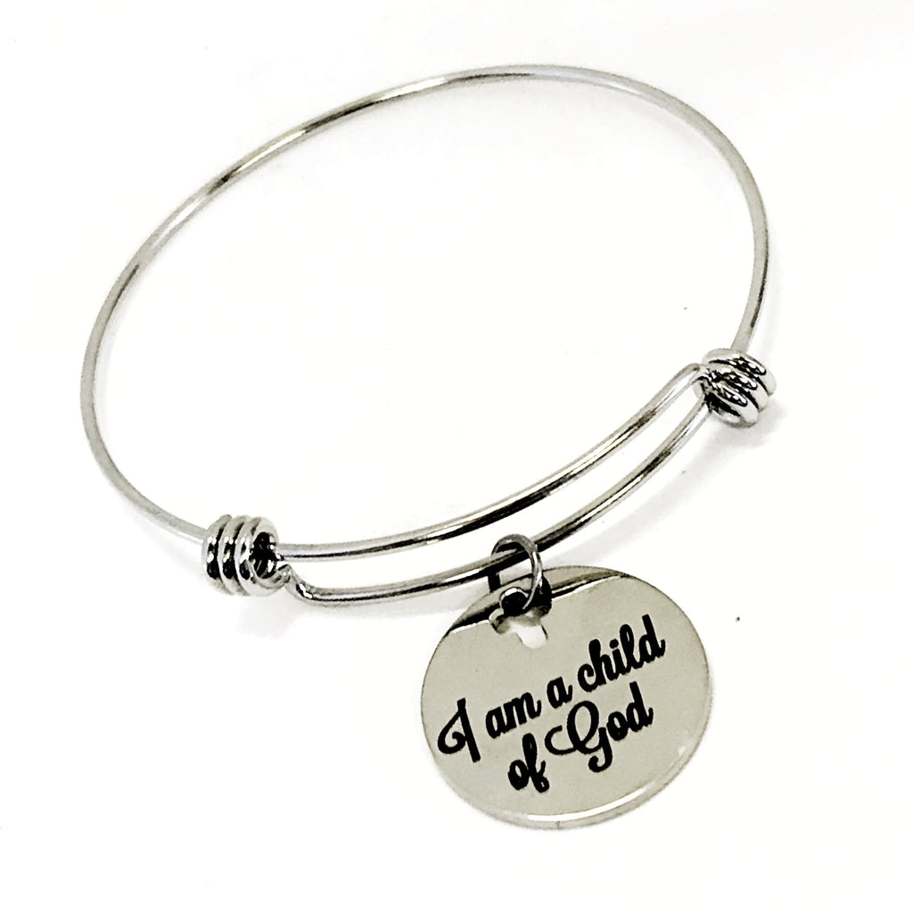 I Am A Child Of God Stainless Steel Engraved Bracelet Faith Jewelry Christian Gift Religious
