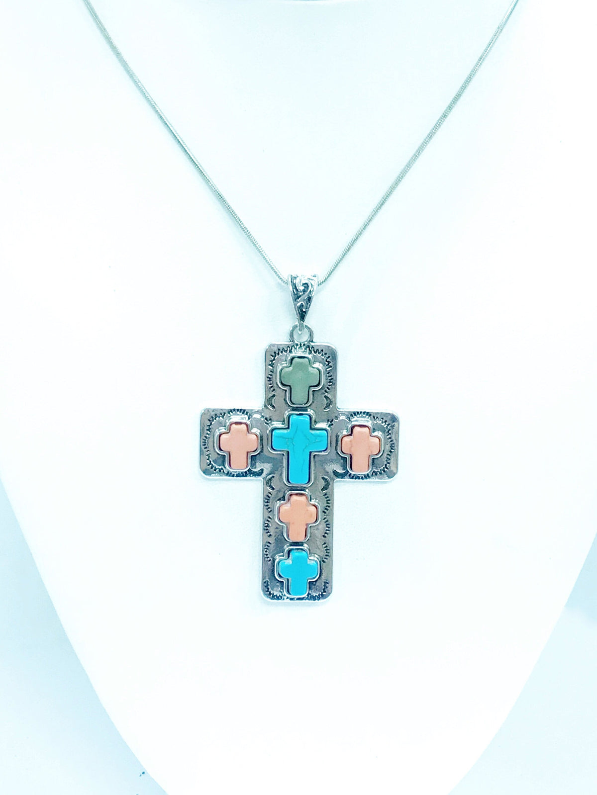 Large Cross Pendant Necklace, Southwestern Style Cross, Christian Cowgirl Style, Statement Necklace, Christian Jewelry Gift, Wife Jewelry