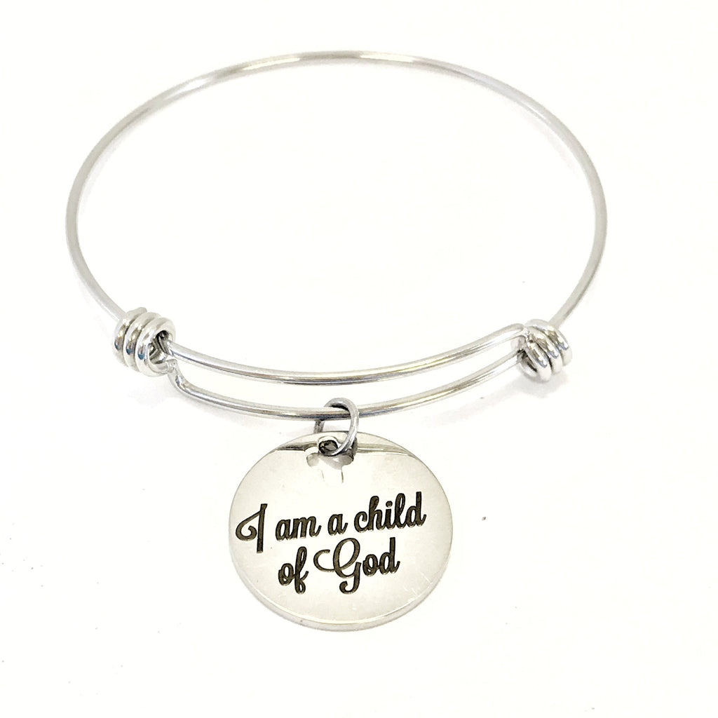 I Am A Child Of God Stainless Steel Engraved Bracelet Faith Jewelry Christian Gift Religious
