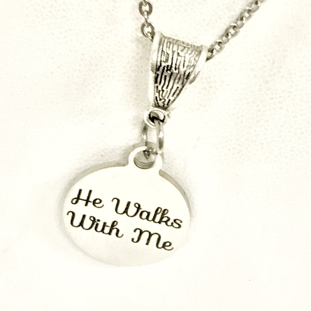 Christian Gift, He Walks With Me Necklace, Christian Jewelry, Jesus Walks With Me Gift, Daughter Gift, Sympathy Gift, Christian Woman Gift