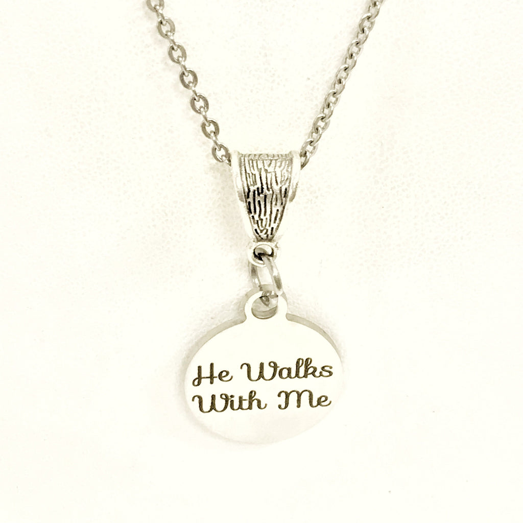 Christian Gift, He Walks With Me Necklace, Christian Jewelry, Jesus Walks With Me Gift, Daughter Gift, Sympathy Gift, Christian Woman Gift