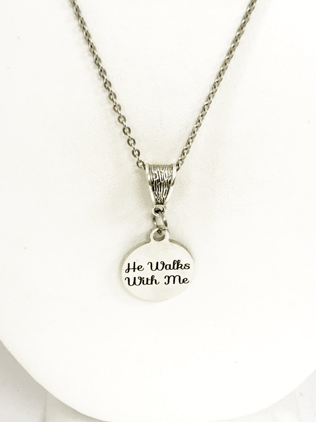Christian Gift, He Walks With Me Necklace, Christian Jewelry, Jesus Walks With Me Gift, Daughter Gift, Sympathy Gift, Christian Woman Gift