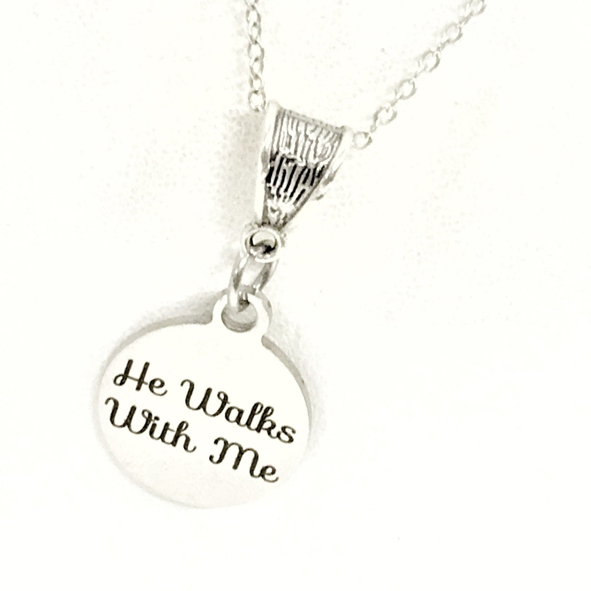 He Walks With Me Necklace, Christian Jewelry, Jesus Walks With Me, Christian Gift,  Sunday School Group Gift, Daughter Gift, Religious Gift