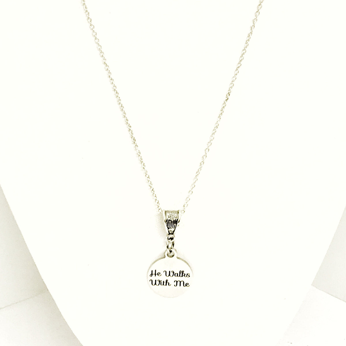 He Walks With Me Necklace, Christian Jewelry, Jesus Walks With Me, Christian Gift,  Sunday School Group Gift, Daughter Gift, Religious Gift