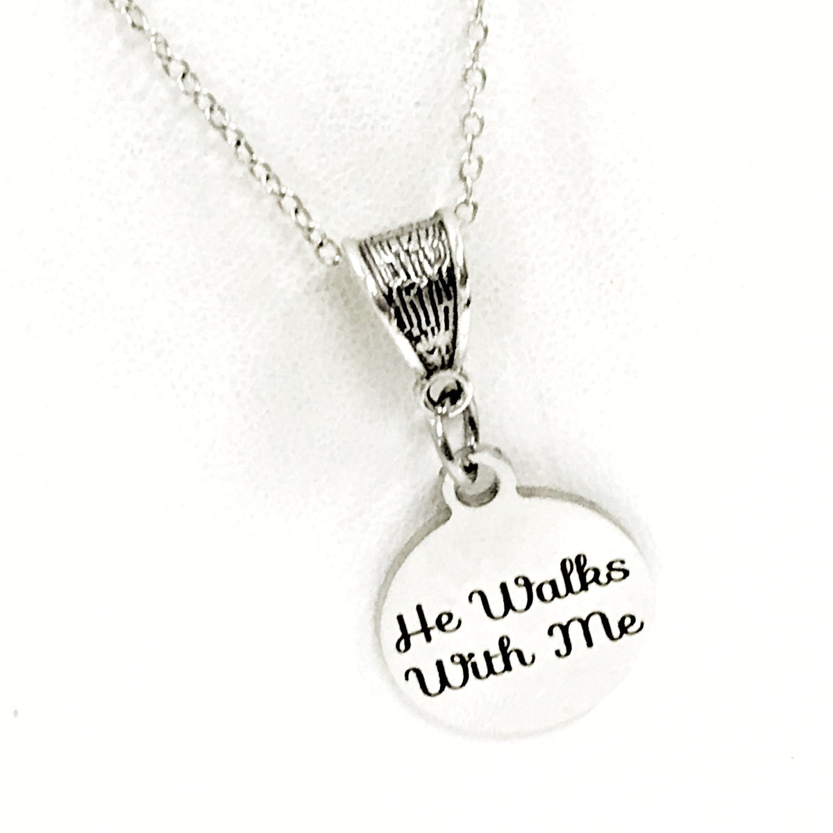 He Walks With Me Necklace, Christian Jewelry, Jesus Walks With Me, Christian Gift,  Sunday School Group Gift, Daughter Gift, Religious Gift