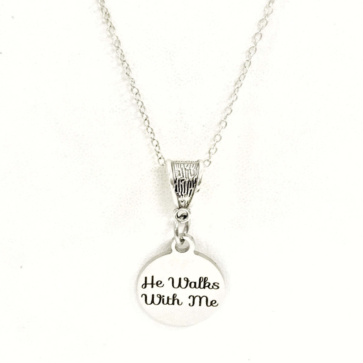 He Walks With Me Necklace, Christian Jewelry, Jesus Walks With Me, Christian Gift,  Sunday School Group Gift, Daughter Gift, Religious Gift