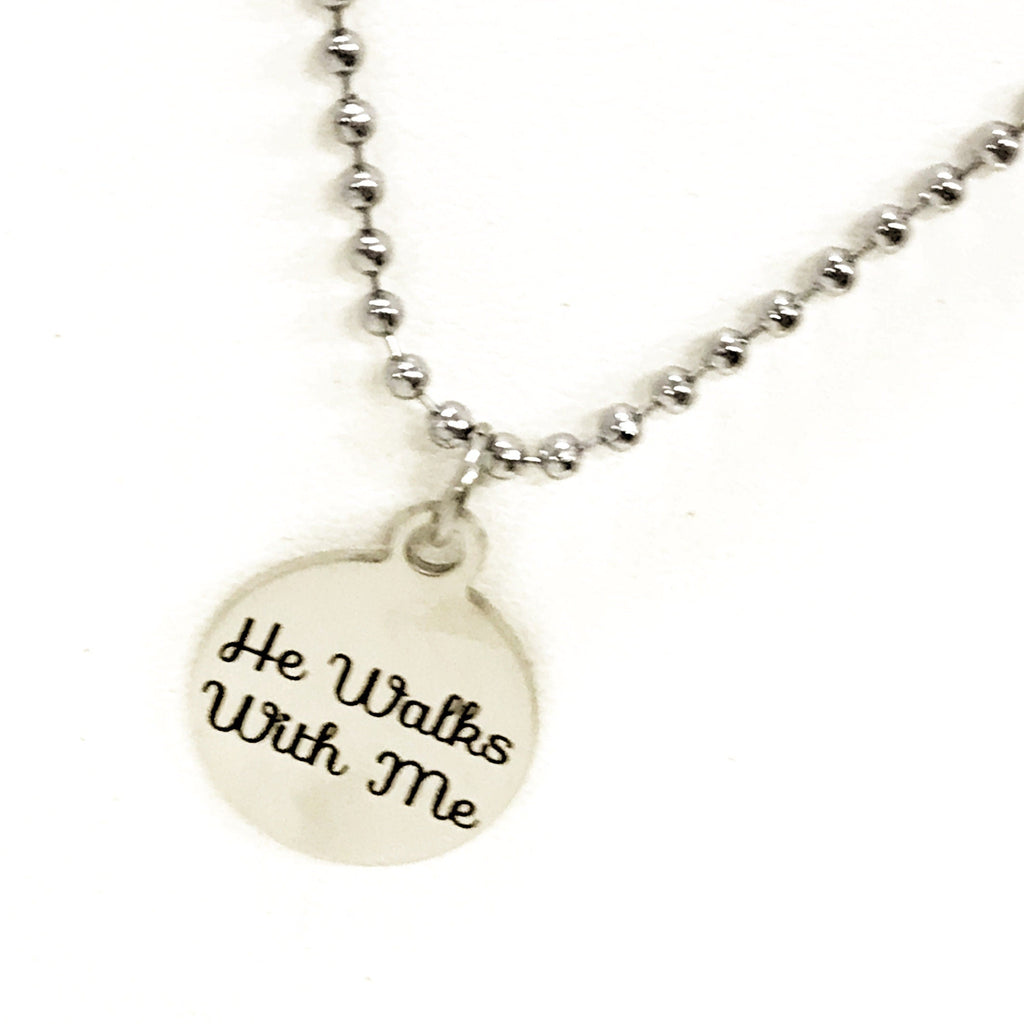 Christian Jewelry, Christian Man Gift, He Walks With Me Necklace, Christian Son Gift, Man Jewelry, Man Necklace, Gift For Him, Husband Gift
