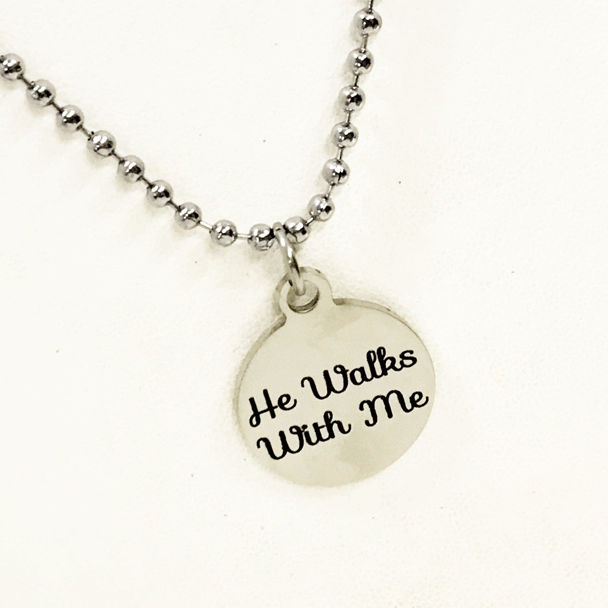 Christian Jewelry, Christian Man Gift, He Walks With Me Necklace, Christian Son Gift, Man Jewelry, Man Necklace, Gift For Him, Husband Gift