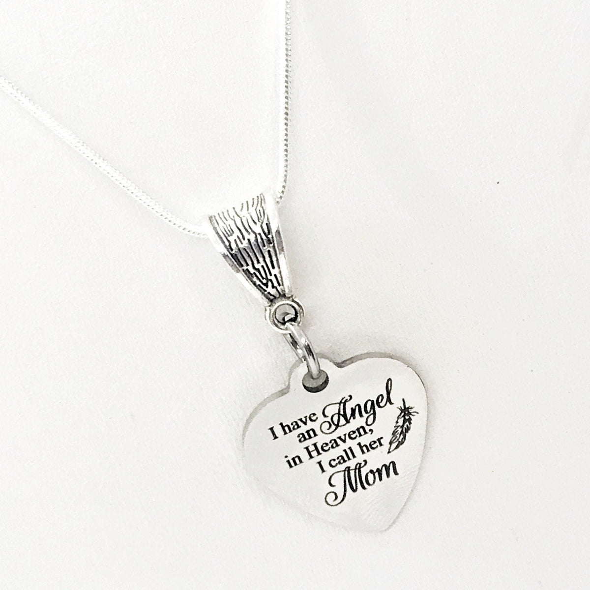 “I Have an Angel in Heaven — I Call Her Mom” Necklace