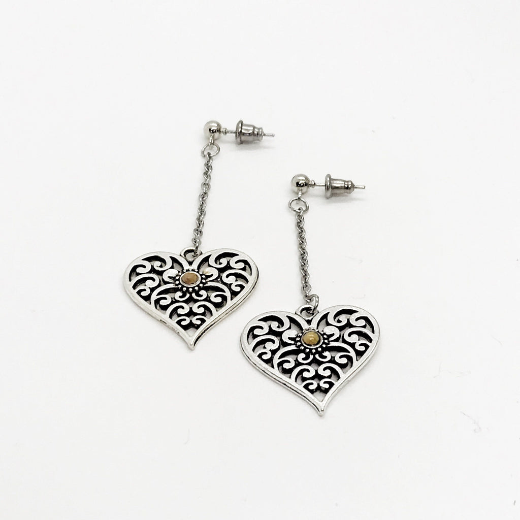 Mustard Seed Dangle Heart Earrings,  Mustard Seed Jewelry, Matthew 17 20, Mustard Seed Faith Jewelry, Scripture Gifts, Faith Gift