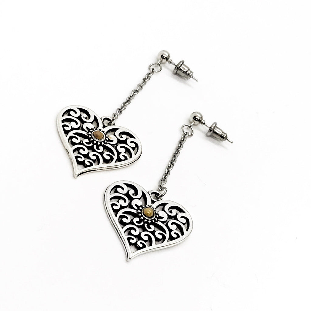 Mustard Seed Dangle Heart Earrings,  Mustard Seed Jewelry, Matthew 17 20, Mustard Seed Faith Jewelry, Scripture Gifts, Faith Gift