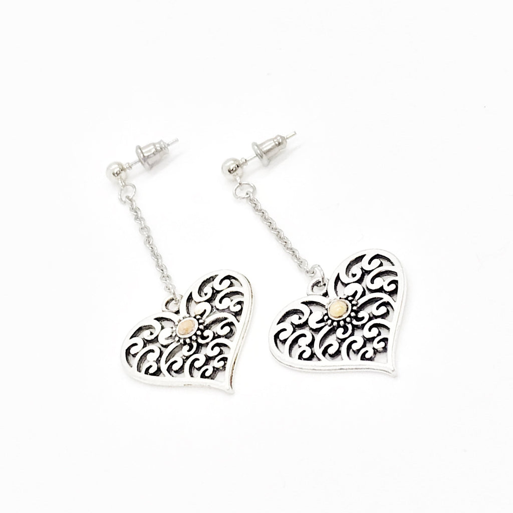 Mustard Seed Dangle Heart Earrings,  Mustard Seed Jewelry, Matthew 17 20, Mustard Seed Faith Jewelry, Scripture Gifts, Faith Gift