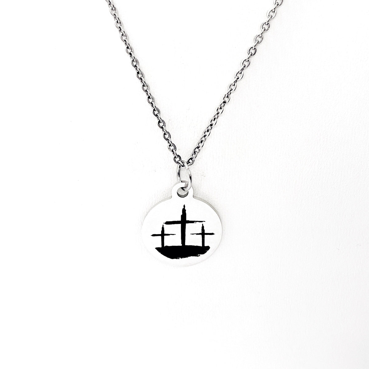 Three Crosses Necklace, Crucifixion Necklaces, Faith Gifts, Christian Gifts, Easter Necklace, Three Crosses Charm, Easter Jewelry Gift