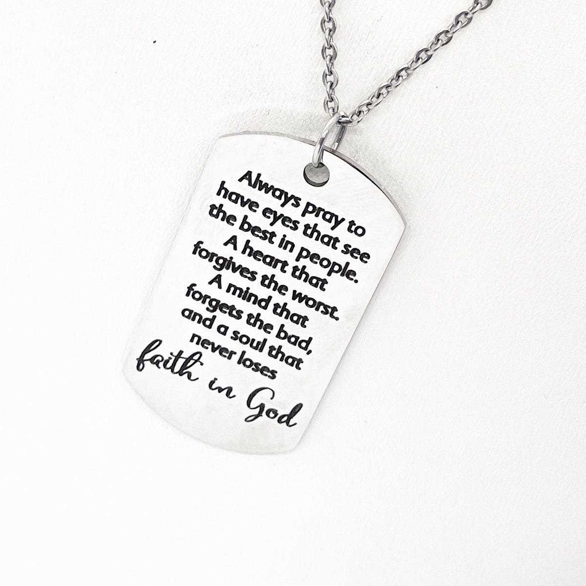 Always Pray Faith Necklace Stainless Steel Christian Jewelry Inspirational Religious Scripture Necklace Encouragement Gift