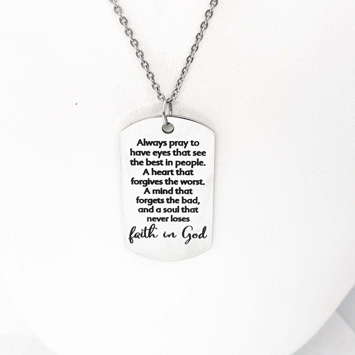 Always Pray Faith Necklace Stainless Steel Christian Jewelry Inspirational Religious Scripture Necklace Encouragement Gift