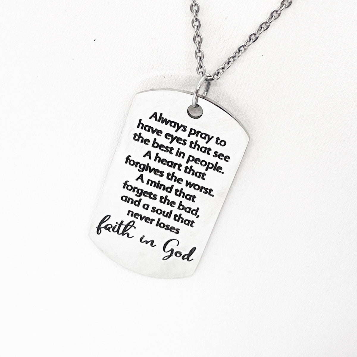 Always Pray Faith Necklace Stainless Steel Christian Jewelry Inspirational Religious Scripture Necklace Encouragement Gift