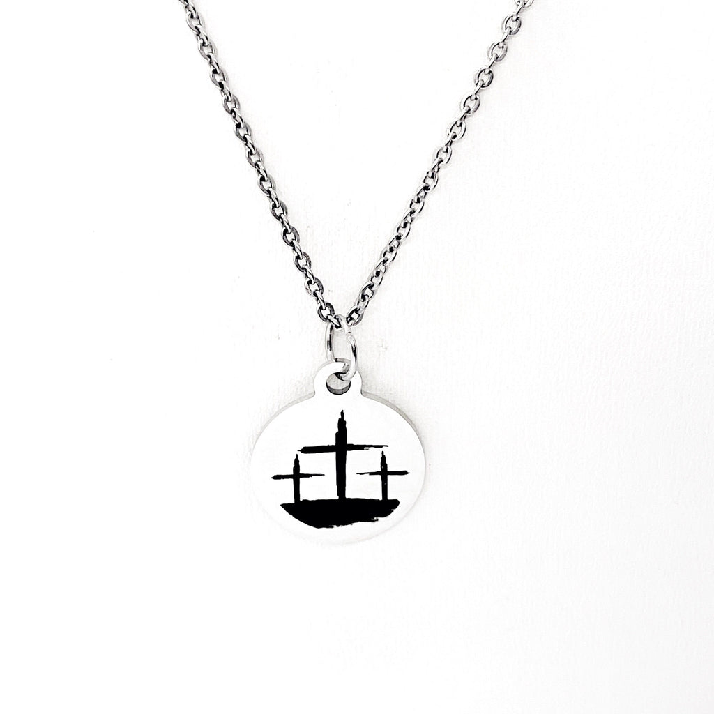 Three Crosses Necklace, Crucifixion Necklaces, Faith Gifts, Christian Gifts, Easter Necklace, Three Crosses Charm, Easter Jewelry Gift