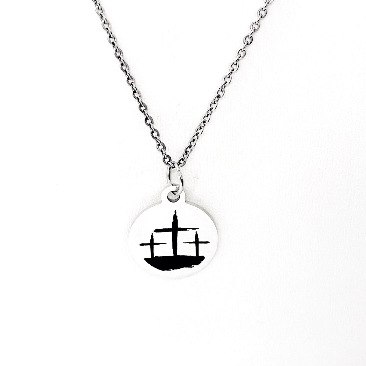 Three Crosses Necklace, Crucifixion Necklaces, Faith Gifts, Christian Gifts, Easter Necklace, Three Crosses Charm, Easter Jewelry Gift