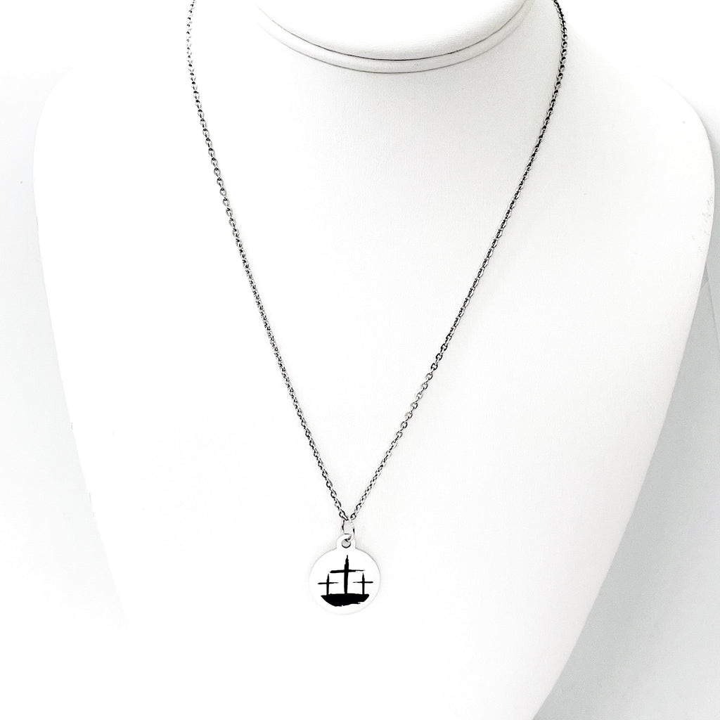 Three Crosses Necklace, Crucifixion Necklaces, Faith Gifts, Christian Gifts, Easter Necklace, Three Crosses Charm, Easter Jewelry Gift