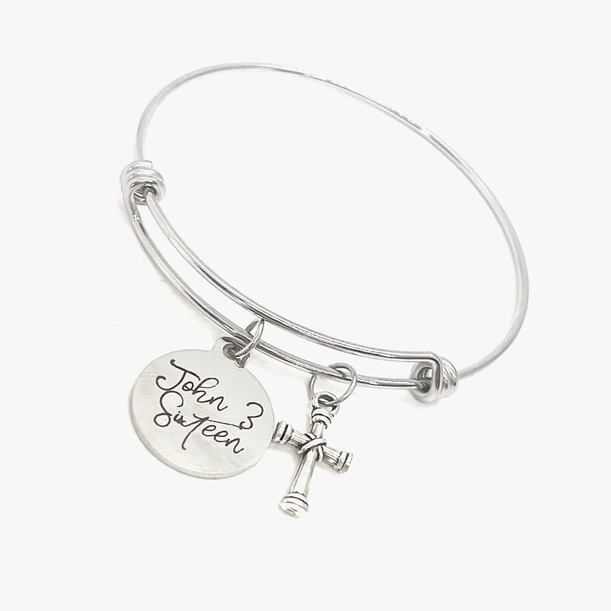 Faith Gift, John 3 Sixteen Bracelet, For God So Loved The World, Charm Bangle, Scripture Gifts, Salvation Verse, Baptism Gifts, Cross Charm