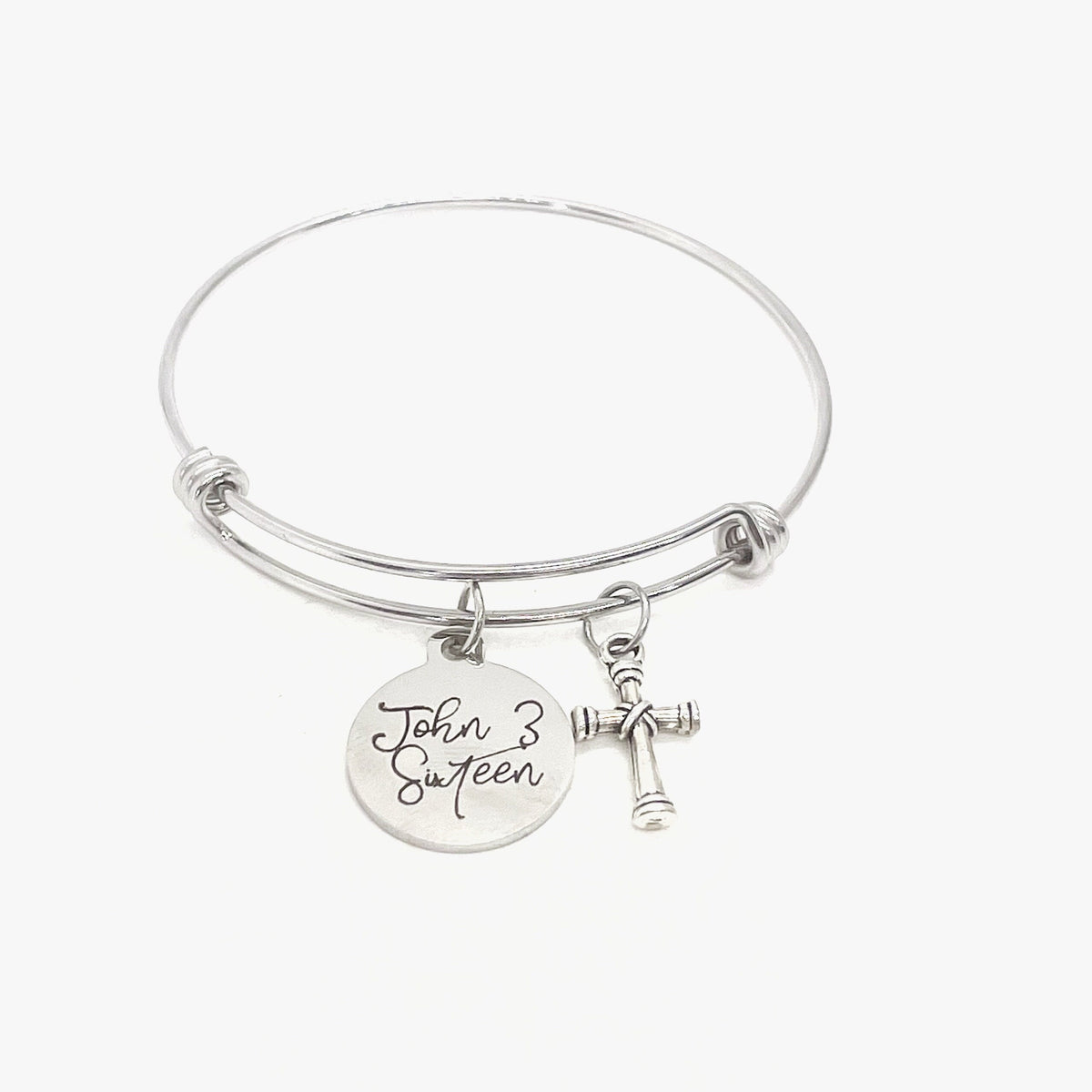 Faith Gift, John 3 Sixteen Bracelet, For God So Loved The World, Charm Bangle, Scripture Gifts, Salvation Verse, Baptism Gifts, Cross Charm