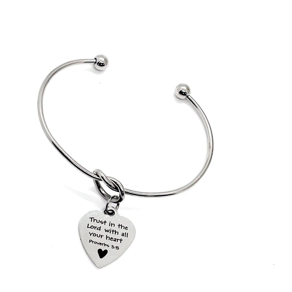 Scripture Gift, Trust In The Lord With All Your Heart Charm Bracelet, Proverbs 3 5, Scripture Quote, Faith Gift, Faith Jewelry