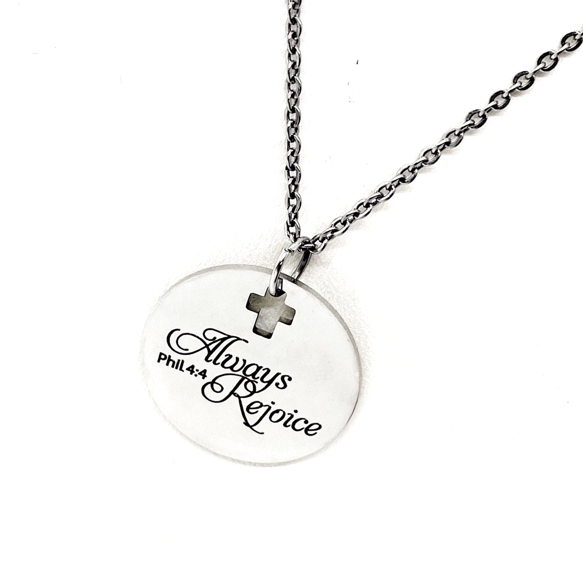Faith Gift, Always Rejoice Pendant Necklace, Philippians 4 4, Rejoice in Everything, Scripture Jewelry, Scripture Gift, Christian Jewelry