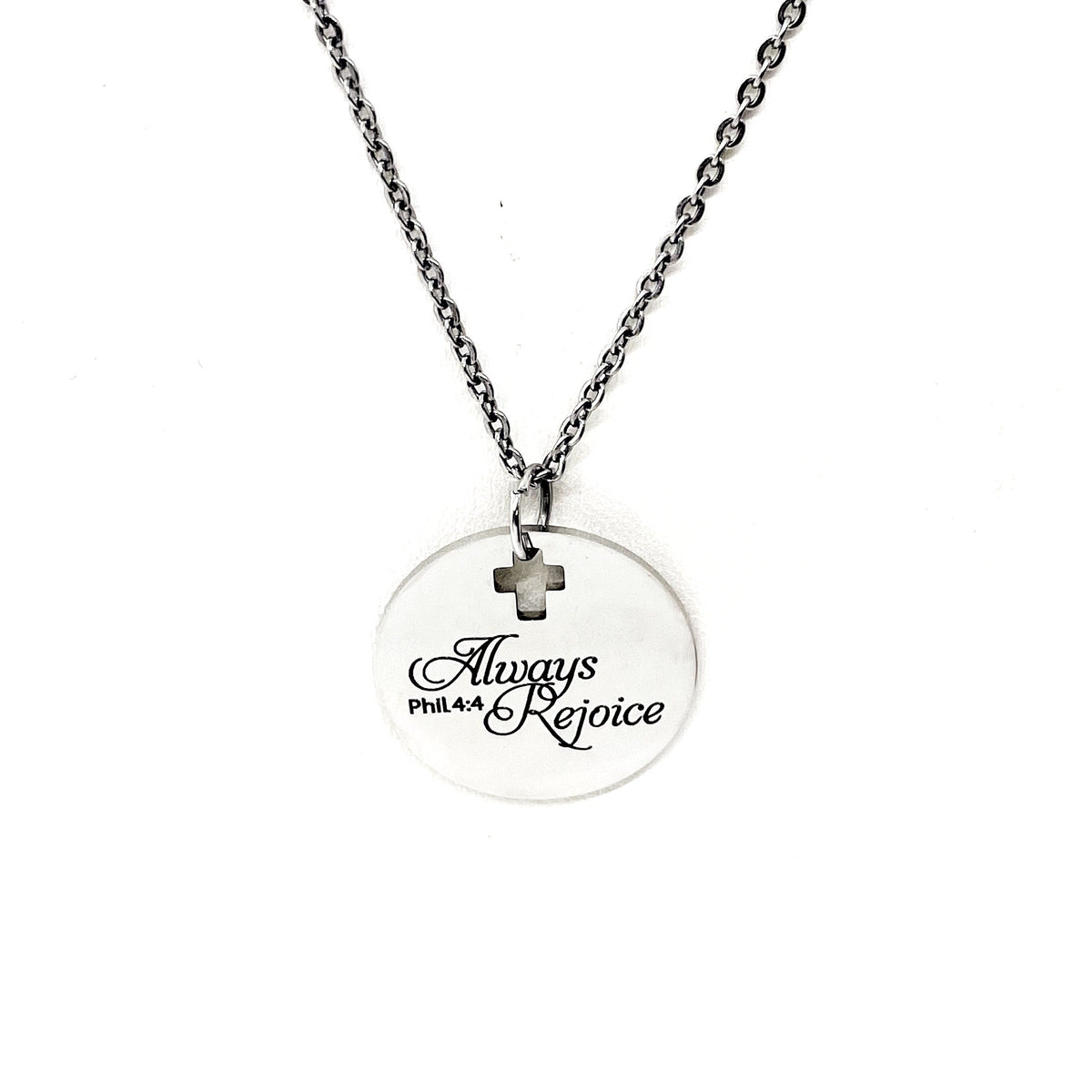 Faith Gift, Always Rejoice Pendant Necklace, Philippians 4 4, Rejoice in Everything, Scripture Jewelry, Scripture Gift, Christian Jewelry
