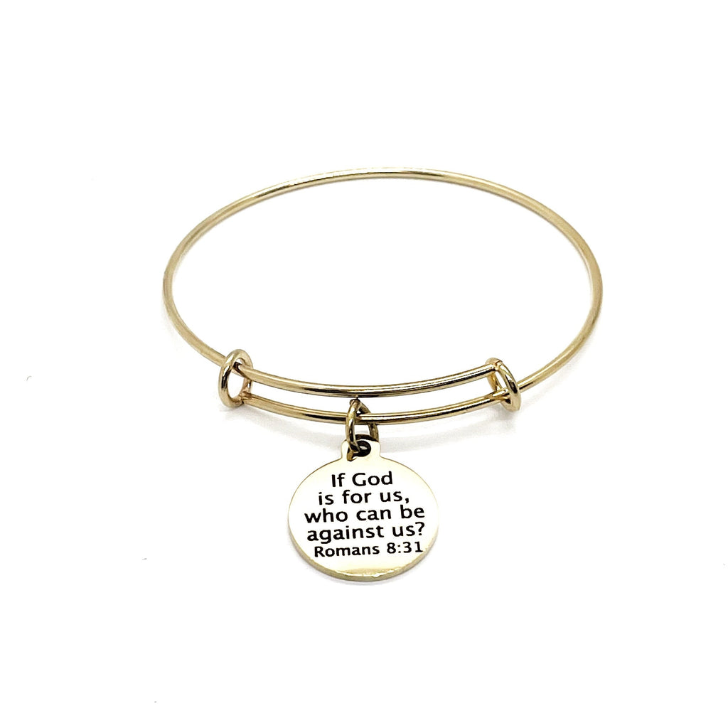 Faith Gift, If God Is For Us Who Can Be Against Us Charm Bracelet, Romans 8 31, Christian Jewelry, Faith Jewelry, Scripture Quote