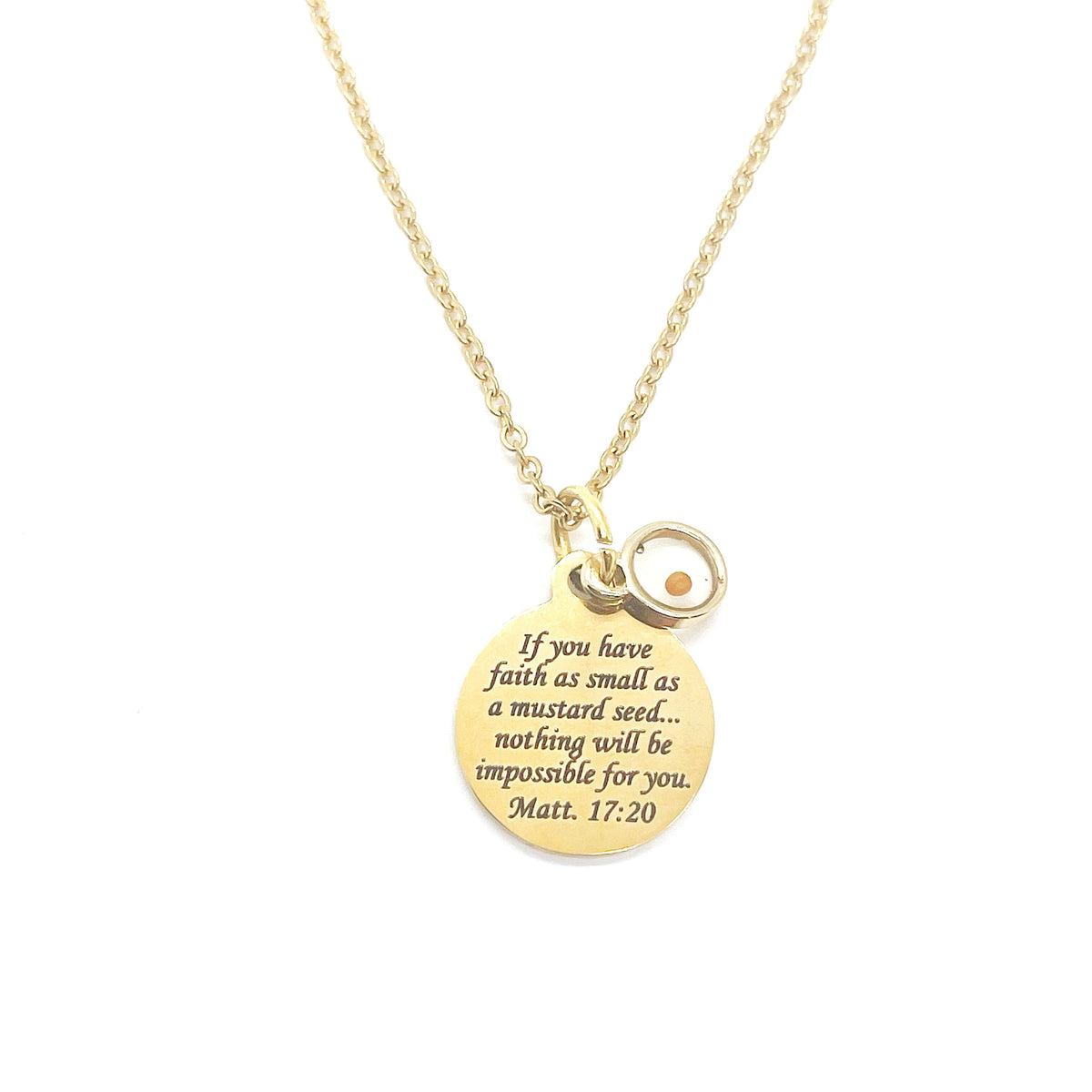 Mustard Seed Necklace, Mustard Seed Scripture Pendant, Matthew 17 20, Christian Necklace, Faith Necklace, Mustard Seed Faith Gift