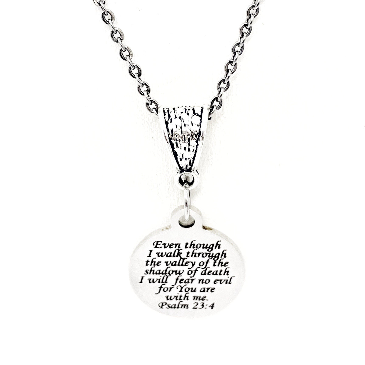 Scripture Gift, Psalm 23 4 Necklace, 23rd Psalm, The Lord Is With Me, I Will Fear No Evil, Scripture Necklace, Faith Gift, Faith Jewelry
