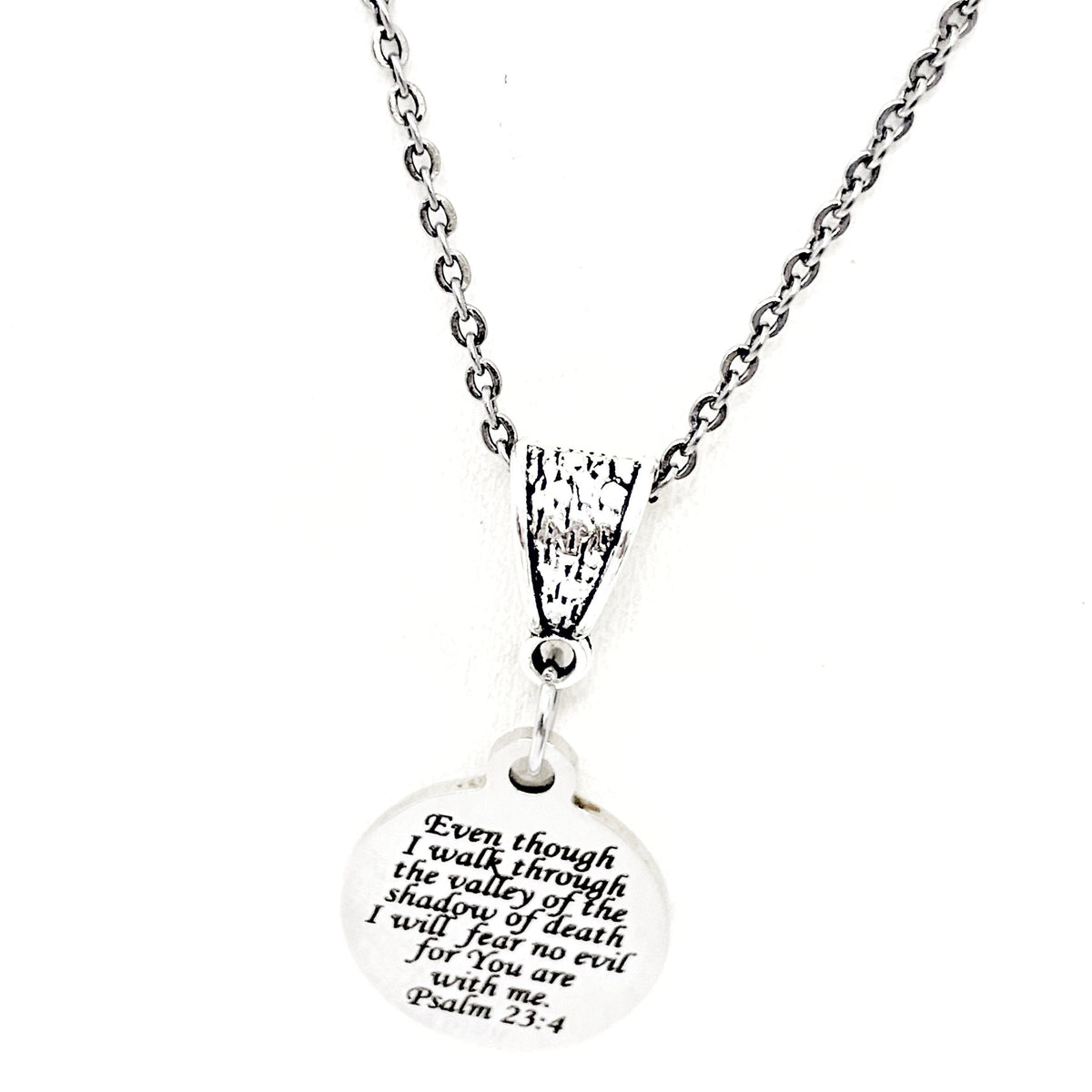Scripture Gift, Psalm 23 4 Necklace, 23rd Psalm, The Lord Is With Me, I Will Fear No Evil, Scripture Necklace, Faith Gift, Faith Jewelry
