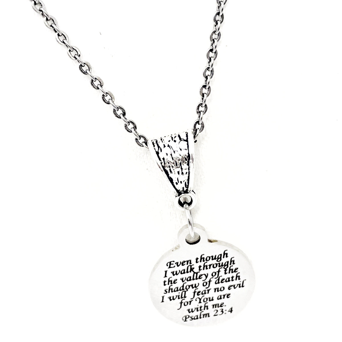 Scripture Gift, Psalm 23 4 Necklace, 23rd Psalm, The Lord Is With Me, I Will Fear No Evil, Scripture Necklace, Faith Gift, Faith Jewelry