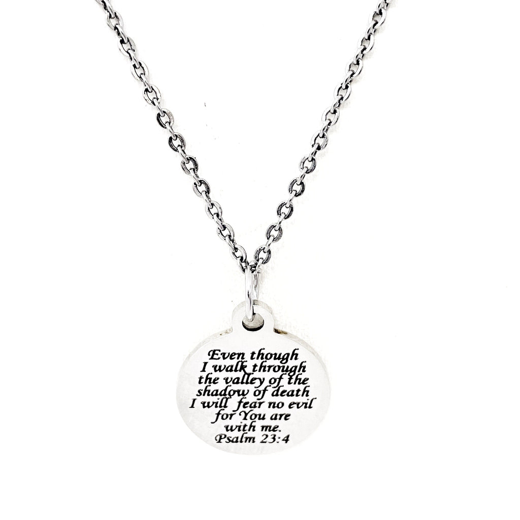 Faith Gift, Psalm 23 4 Necklace, 23rd Psalm, The Lord Is With Me, I Will Fear No Evil, Scripture Necklace, Scripture Gift, Faith Jewelry