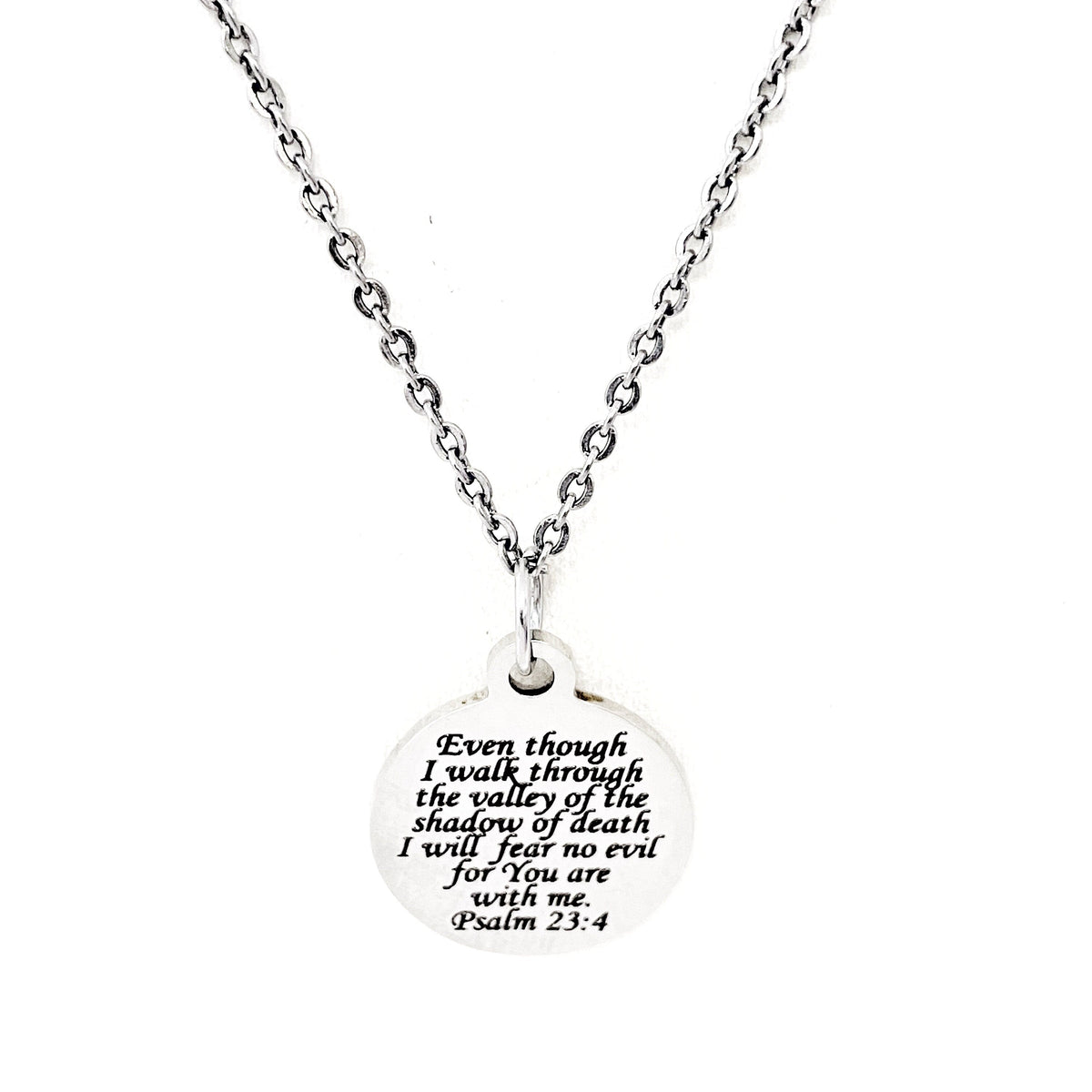 Faith Gift, Psalm 23 4 Necklace, 23rd Psalm, The Lord Is With Me, I Will Fear No Evil, Scripture Necklace, Scripture Gift, Faith Jewelry