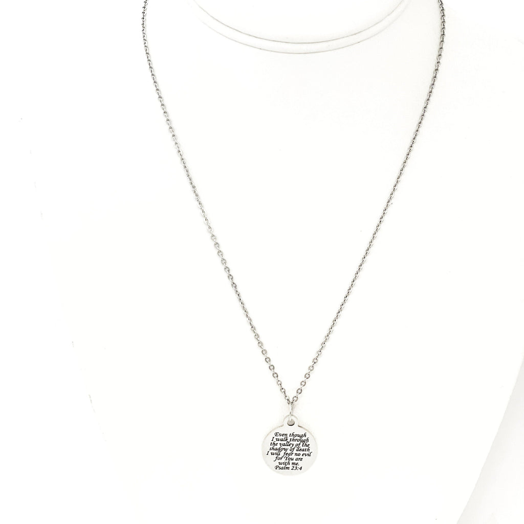 Faith Gift, Psalm 23 4 Necklace, 23rd Psalm, The Lord Is With Me, I Will Fear No Evil, Scripture Necklace, Scripture Gift, Faith Jewelry