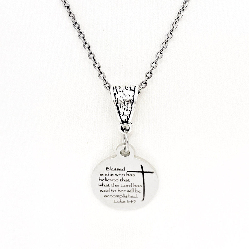 Faith Gift, Blessed Is She Who Has Believed Necklace, Luke 1 4 and 6, Scripture Gift, Scripture Jewelry, Faith Jewelry, Gift For Her