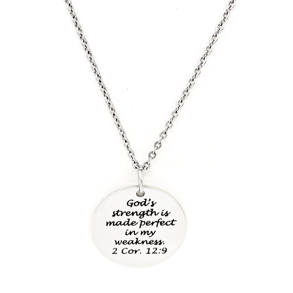 Faith Gift, Gods Strength Is Made Perfect In My Weakness Necklace, 2 Corinthians 12 9, Scripture Gift, Faith Jewelry, Gift For Her