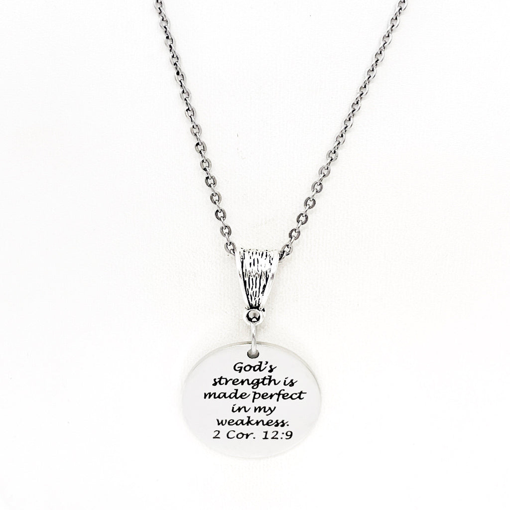 Faith Gift, Gods Strength Is Made Perfect In My Weakness Necklace, 2 Corinthians 12 9, Scripture Gift, Faith Jewelry, Gift For Her